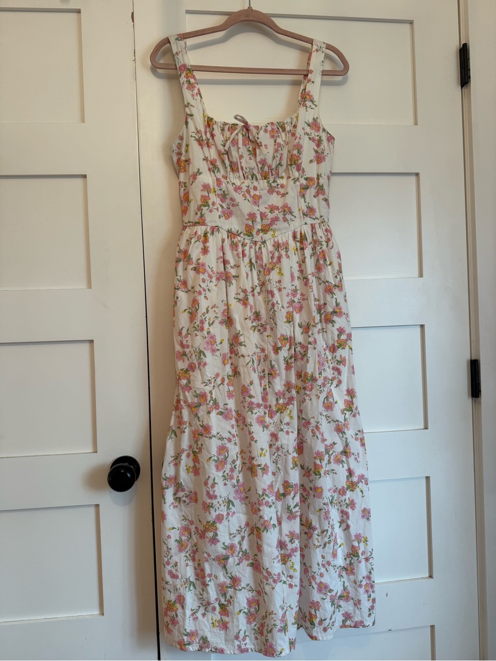 Jessica Simpson Cream Maxi Dress with Pink & Green Floral Print